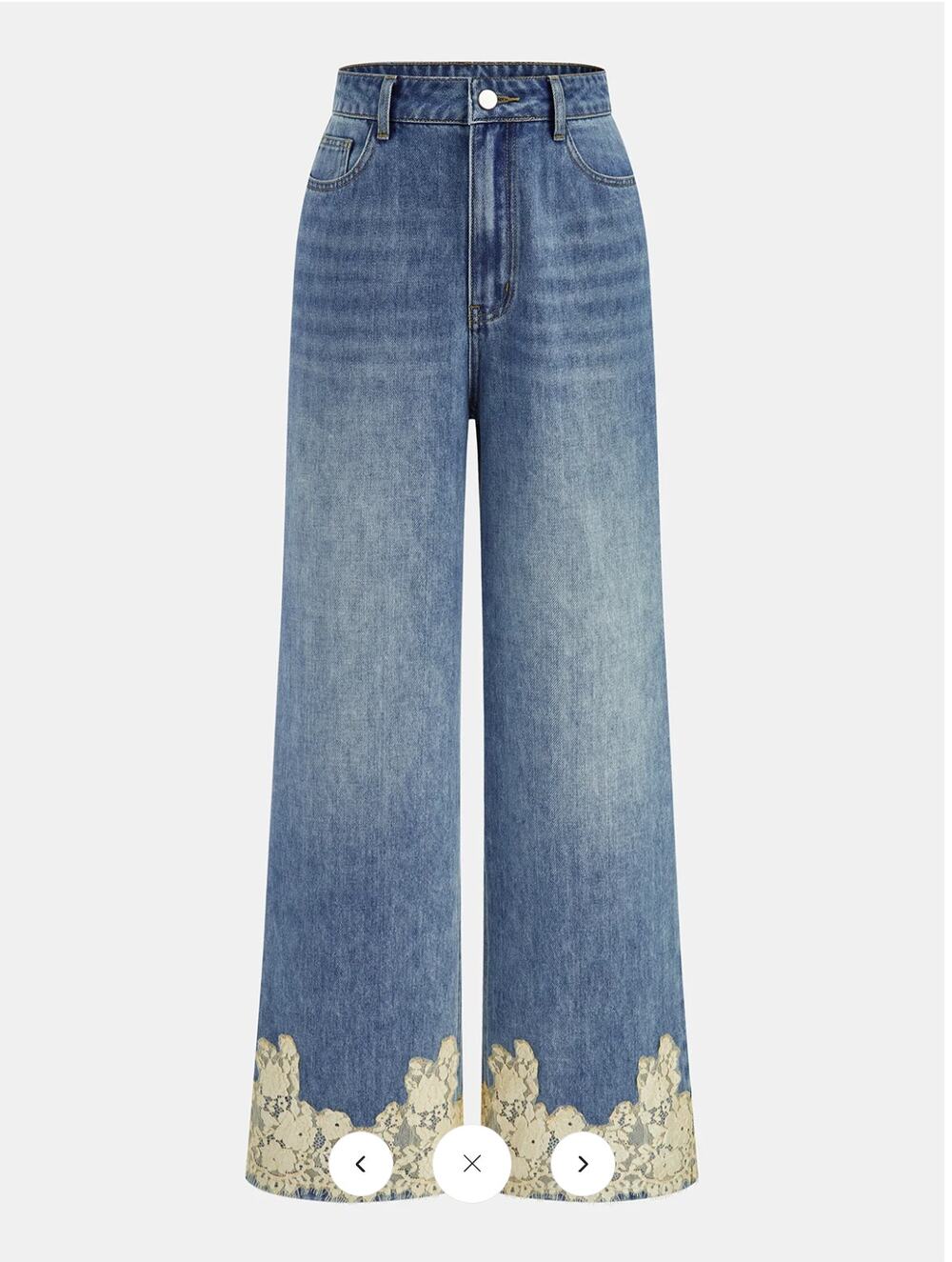 NWT Commense Lace Trim Mid-Waist Denim Pants Sz S